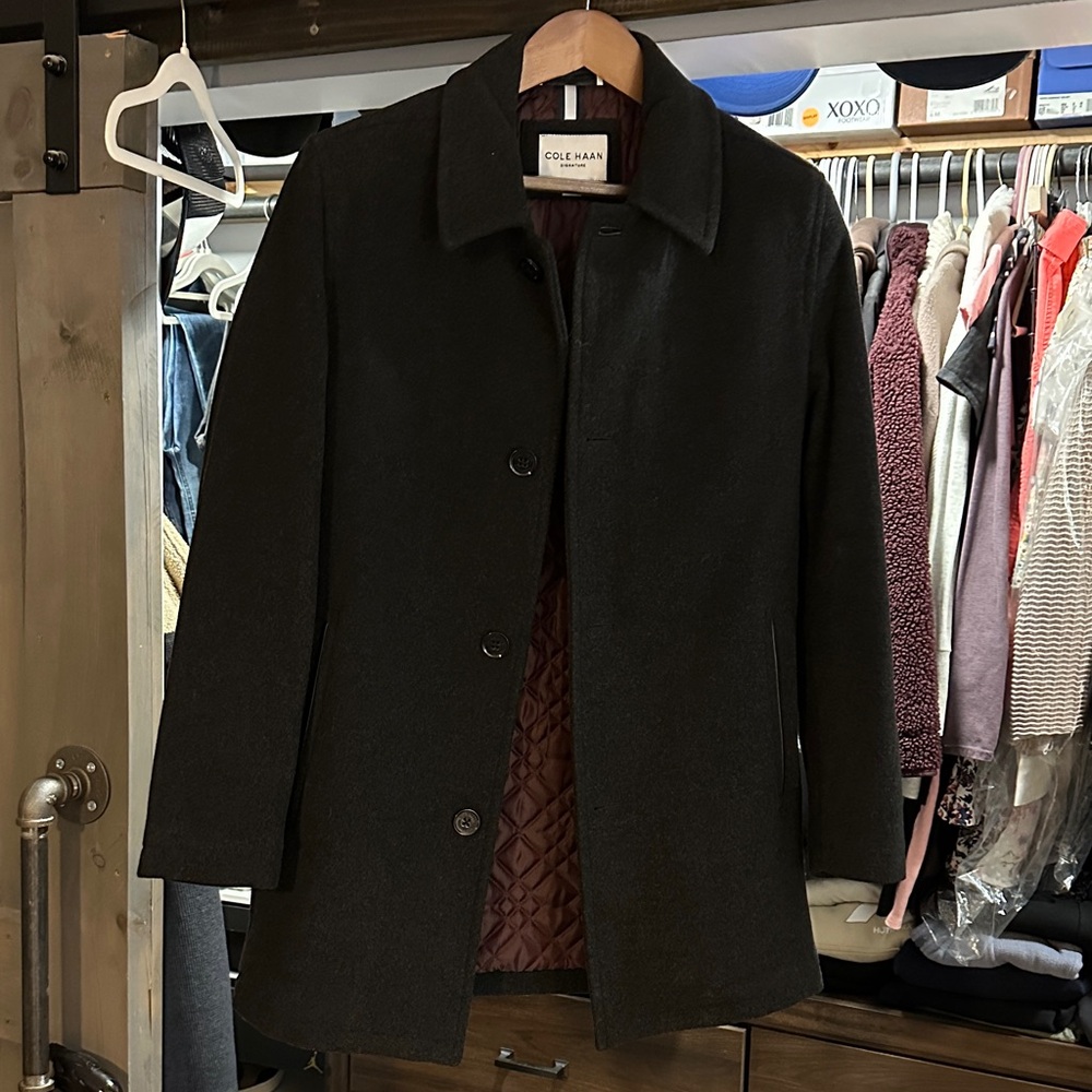 Cole Haan Button Up Wool Plush Car Coat, NWOT (small)